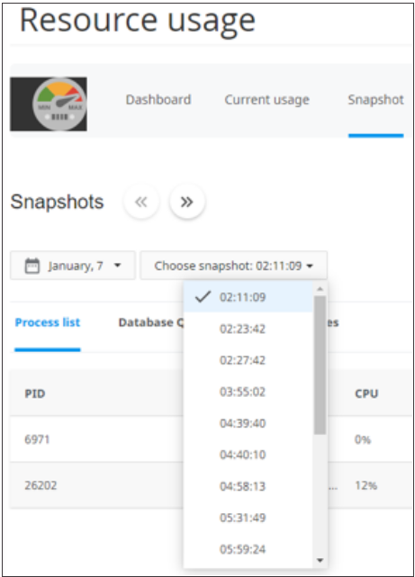 Resourse-usage-snapshot-list